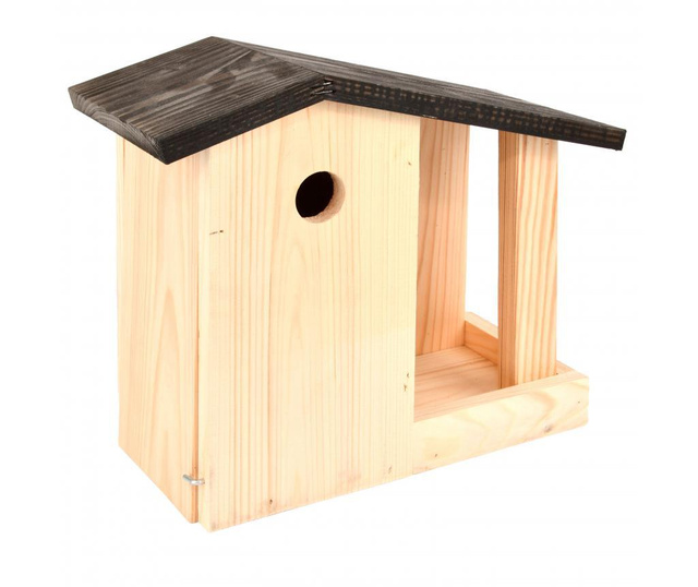 Kъщичка за птици с хранилка