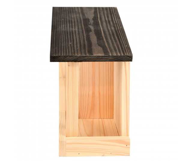 Casuta pentru pasari cu hranitoare Esschert Design, lemn de pin, 24x28x14 cm