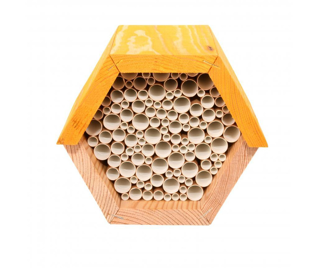 Casuta pentru albine Esschert Design, Hexagon, lemn de pin, 13x15x15 cm