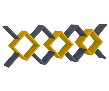 Raft de perete Oyo Concept, PAL, 170x22x59 cm, galben/gri antracit