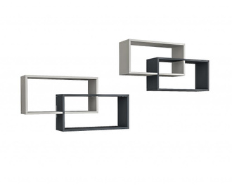 Set 2 rafturi de perete Oyo Concept, PAL, 45x104x22 cm, gri antracit