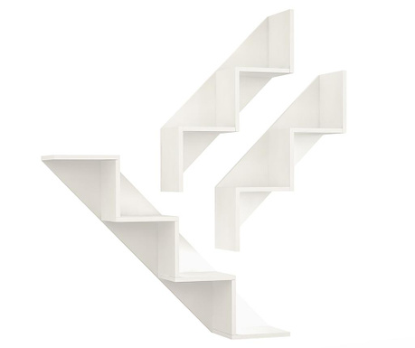 Set 3 rafturi de perete Oyo Concept, PAL, 77x102x22 cm, alb