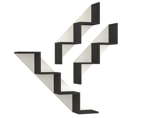 Set 3 rafturi de perete Oyo Concept, PAL, 77x102x22 cm, alb/negru
