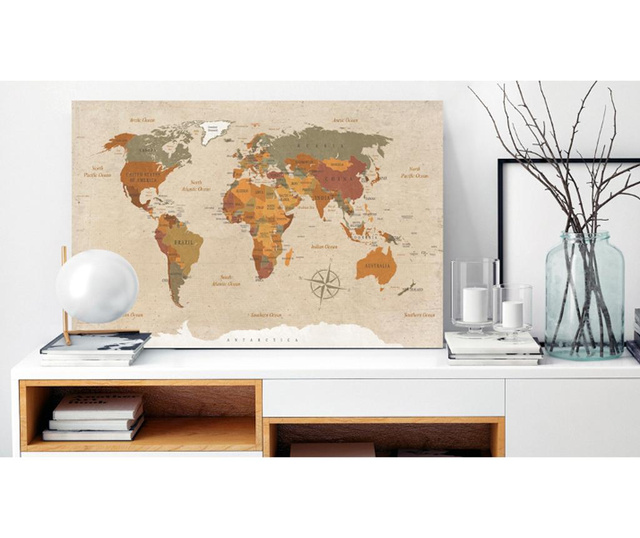 Slika World Map Beige Chic 120x80 cm