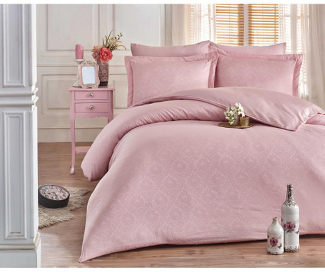 Lenjerie de pat Double Supreme Hobby, Damask Satin Pink, bumbac exclusiv din satin, roz