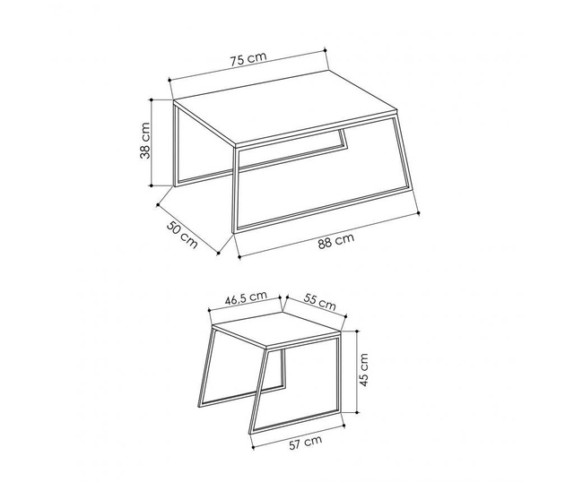 Set 2 masute Decortie, Pal Orta Sehpa, pal melaminat, 88x38x50 cm