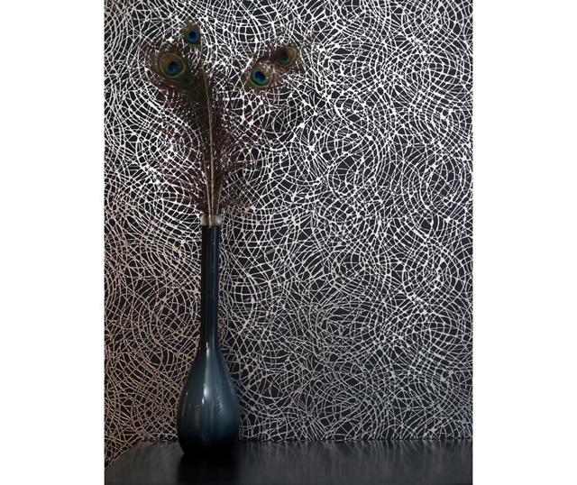 Foil Swirl Black/Silver Tapéta 53x1005 cm