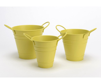 Set 3 posude za cvijeće Bucket Yellow