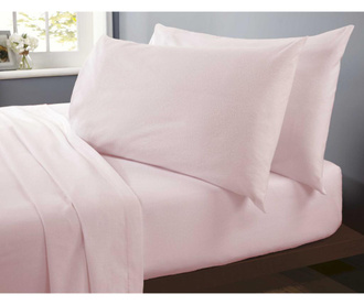 Cearsaf de pat cu elastic Single Rapport Home, Flannelette Pink, bumbac natural periat, 190x91x30 cm, roz