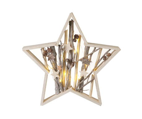 Decoratiune luminoasa Heaven Sends, Star, lemn, 39x5 cm