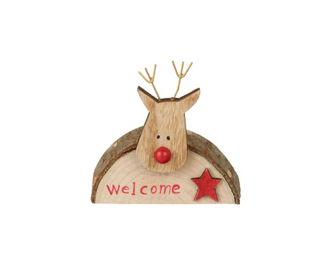 Decoratiune Heaven Sends, Welcome Reindeer, lemn, 7x2 cm