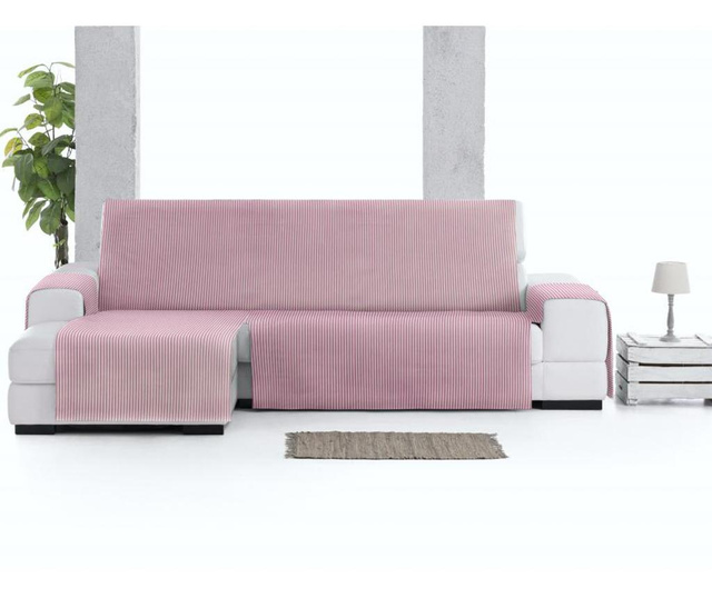 Husa pentru coltar stanga Eysa, Calma Pink, bumbac, poliester, 290x95x150 cm, roz