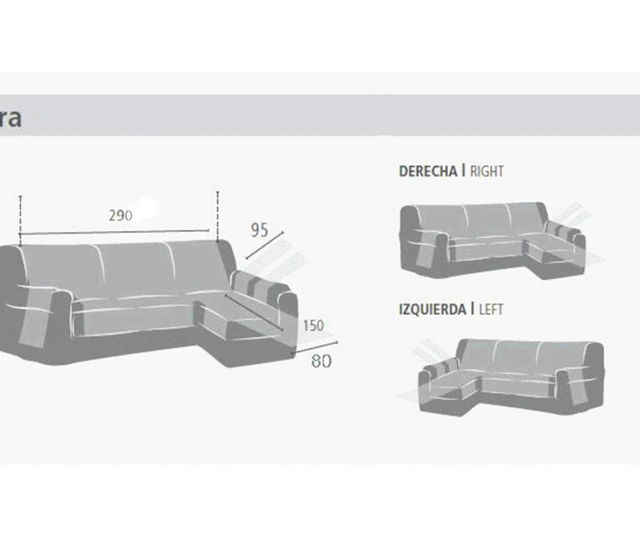 Калъф за десен ъглов диван Calma Grey 290x95x150 cm