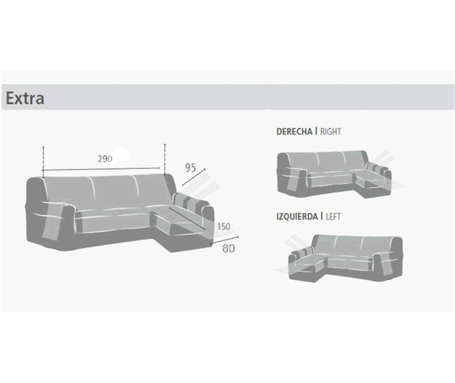 Prevleka za desno kotno sedežno garnituro Levante White 290x95x150 cm