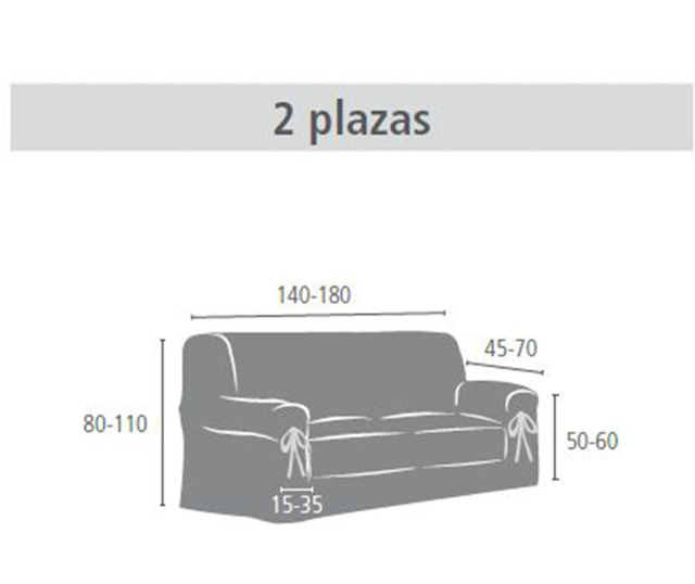 Husa pentru canapea cu 2 locuri Eysa, Levante Blue, bumbac, poliester, 140x45x50 cm, albastru