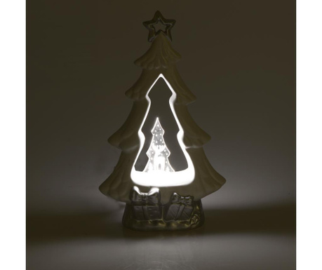 Decoratiune cu LED Inart, Xmas Tree, ceramica, 17x8x27 cm