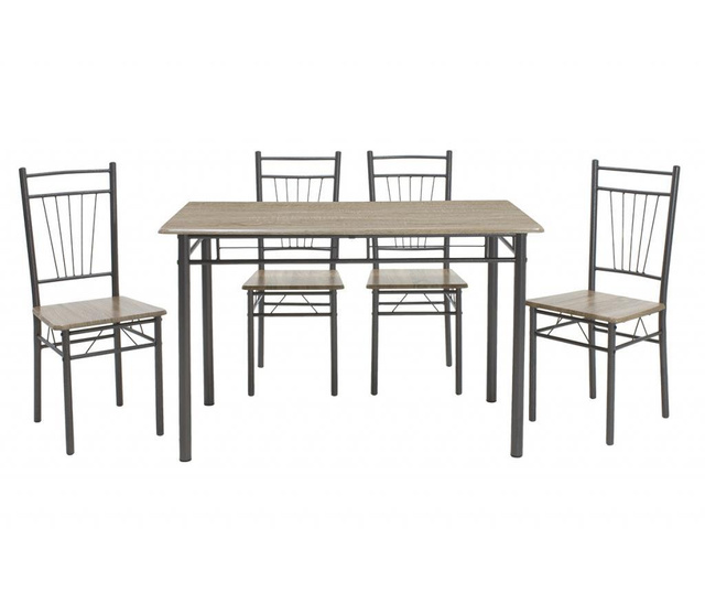 Set miza in 4 stoli Roza Dark Grey
