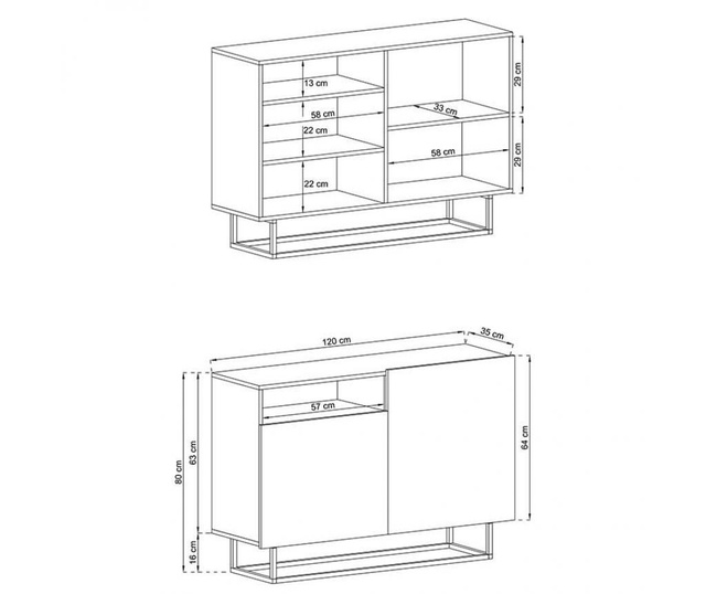 Bufet inferior Pakoworld, Enjoy, pal laminat 16 mm, 120x37x80 cm