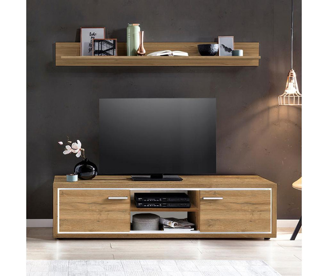 Комплект TV шкаф и стенен рафт Light