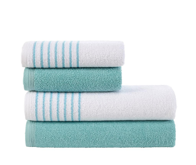 Set 4 ručnika Stripes Turquoise