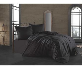 Lenjerie de pat King Satin Supreme Plain Black