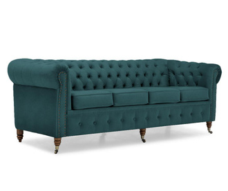 Chesterfield Bluegreen Turquoise Velvet Négyszemélyes kanapé