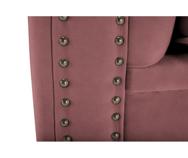 Canapea 4 locuri Kalatzerka, Chesterfield Rust Pink Velvet, roz, 238x86x80 cm