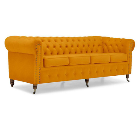 Chesterfield Yellow Velvet Négyszemélyes kanapé