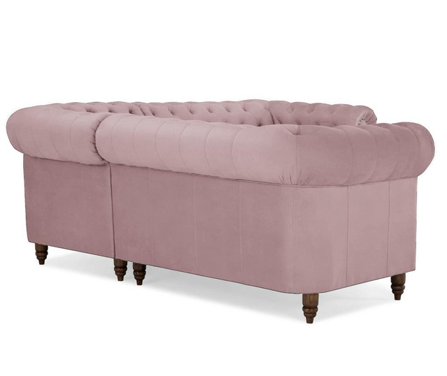 Ъглов диван с 4 седалки Chesterfield Light Pink Jasmine Velvet