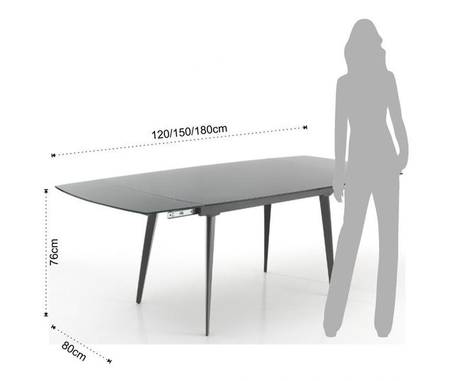 Mono Gray Kihúzható asztal 120 cm