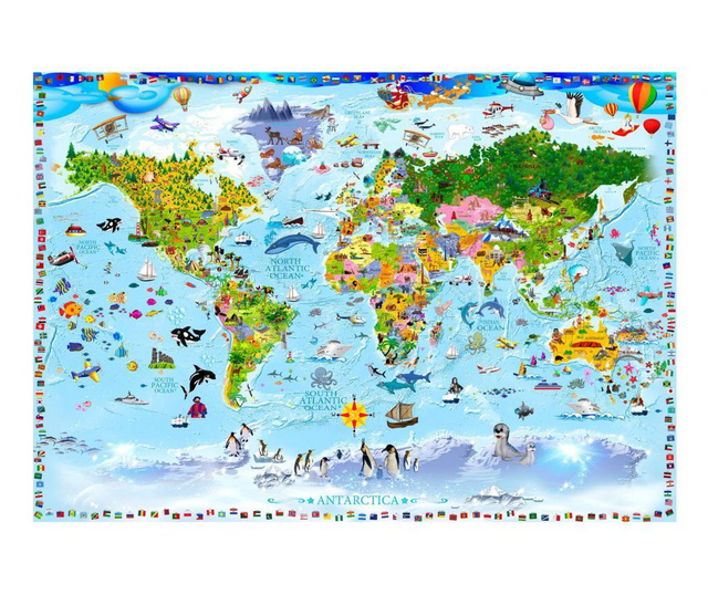 Fototapeta World Map For Kids 210x300 cm
