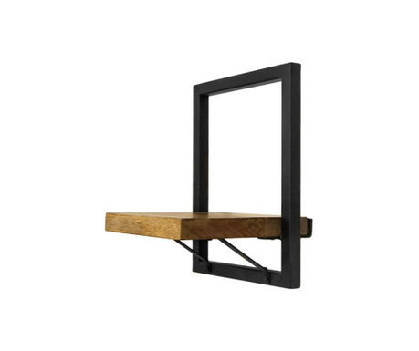 Raft de perete Hsm Collection, Young Industrial, lemn de mango, 25x22x32 cm, natural/negru