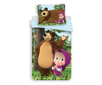 Set de pat Single Ranforce Masha And The Bear, Masha and the Bear, bumbac ranforce