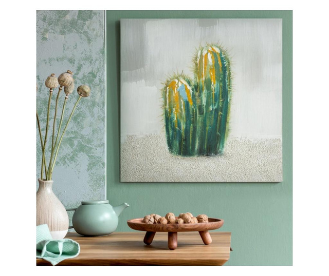 Tablou Eurofirany, Cactus, canvas pictat in culori de ulei, 40x40 cm