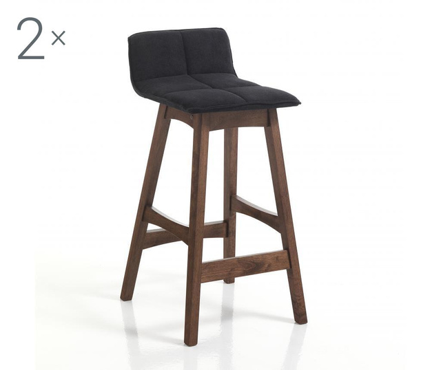 Set 2 scaune de bar Tomasucci, Varm, maro alun inchis, 47x39x84 cm