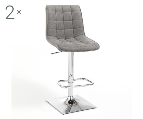 Set 2 scaune de bar Tomasucci, Lux, gri, 54x46x98 cm