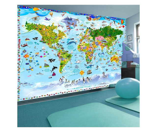 World Map For Kids Fotótapéta 105x150 cm