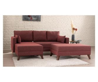 Coltar stanga cu taburet pentru picioare Balcab Home, rosu claret, 85x208x81 cm