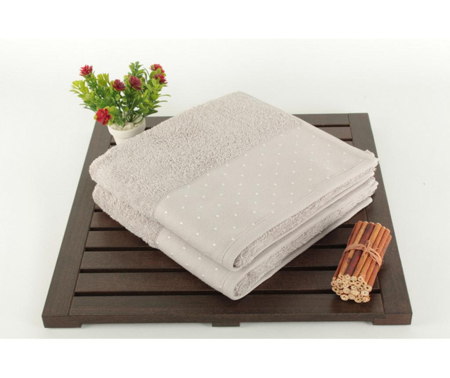 Комплект 2 кърпи за баня Polka Dots Light Grey 50x90 см