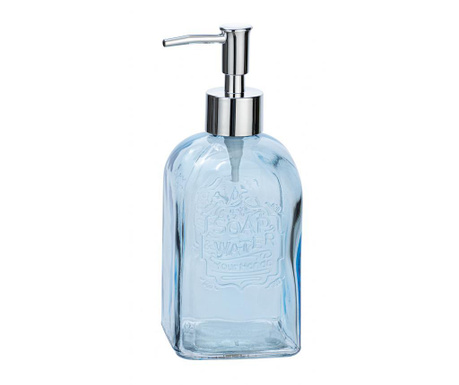 Dispenser pentru sapun lichid Wenko, Vetro Blue, sticla, 500 ml, albastru