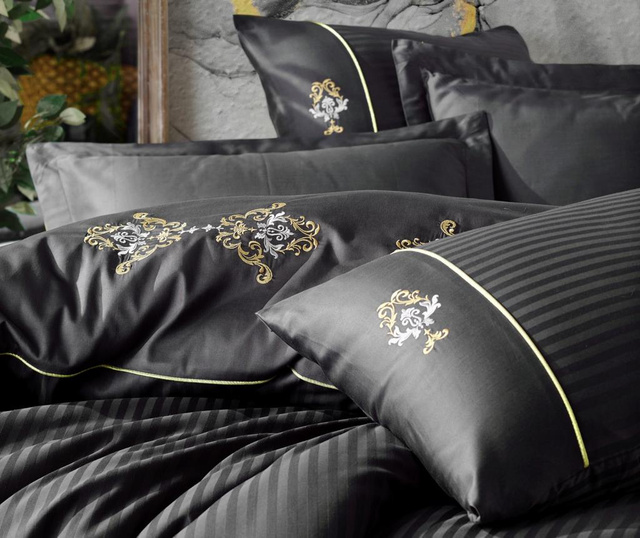 Set posteljina King Satin Supreme Premium Embroided Anthracite