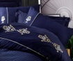 Спално бельо King Satin Supreme Premium Embroided Dark Blue