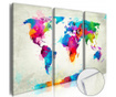 Σετ 3 πίνακες World Map: An Explosion of Colours 20x40 cm