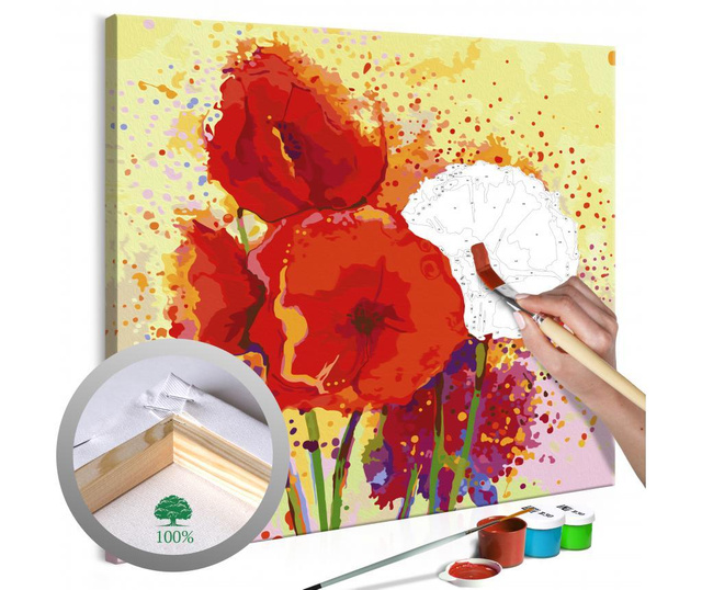 Καμβάς ζωγραφικής ανά αριθμό κιτ Do It Yourself Poppies (modern) 60x60 cm