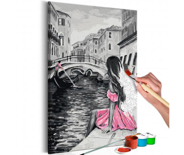 Καμβάς ζωγραφικής ανά αριθμό κιτ Do It Yourself Venice (A Girl In A Pink Dress) 40x60 cm