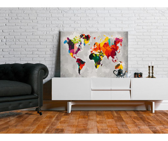 Καμβάς ζωγραφικής ανά αριθμό κιτ Do It Yourself World Map (Bright Colours) 40x60 cm
