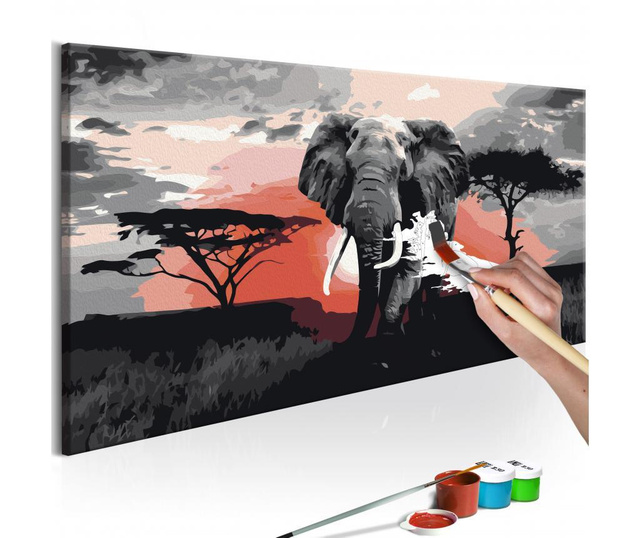 Καμβάς ζωγραφικής ανά αριθμό κιτ Do It Yourself Elephant (Africa) 40x80 cm