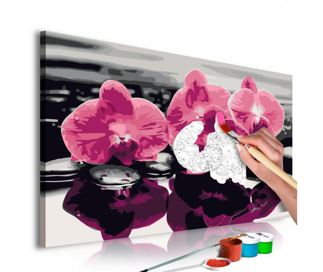 Καμβάς ζωγραφικής ανά αριθμό κιτ Do It Yourself Three Orchids 40x60 cm