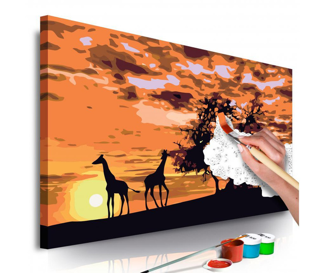 Καμβάς ζωγραφικής ανά αριθμό κιτ Do It Yourself Savannah (Giraffes & Elephants) 40x60 cm
