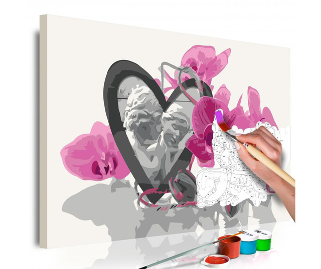 Καμβάς ζωγραφικής ανά αριθμό κιτ Do It Yourself Angels (Heart & Pink Orchid) 40x60 cm